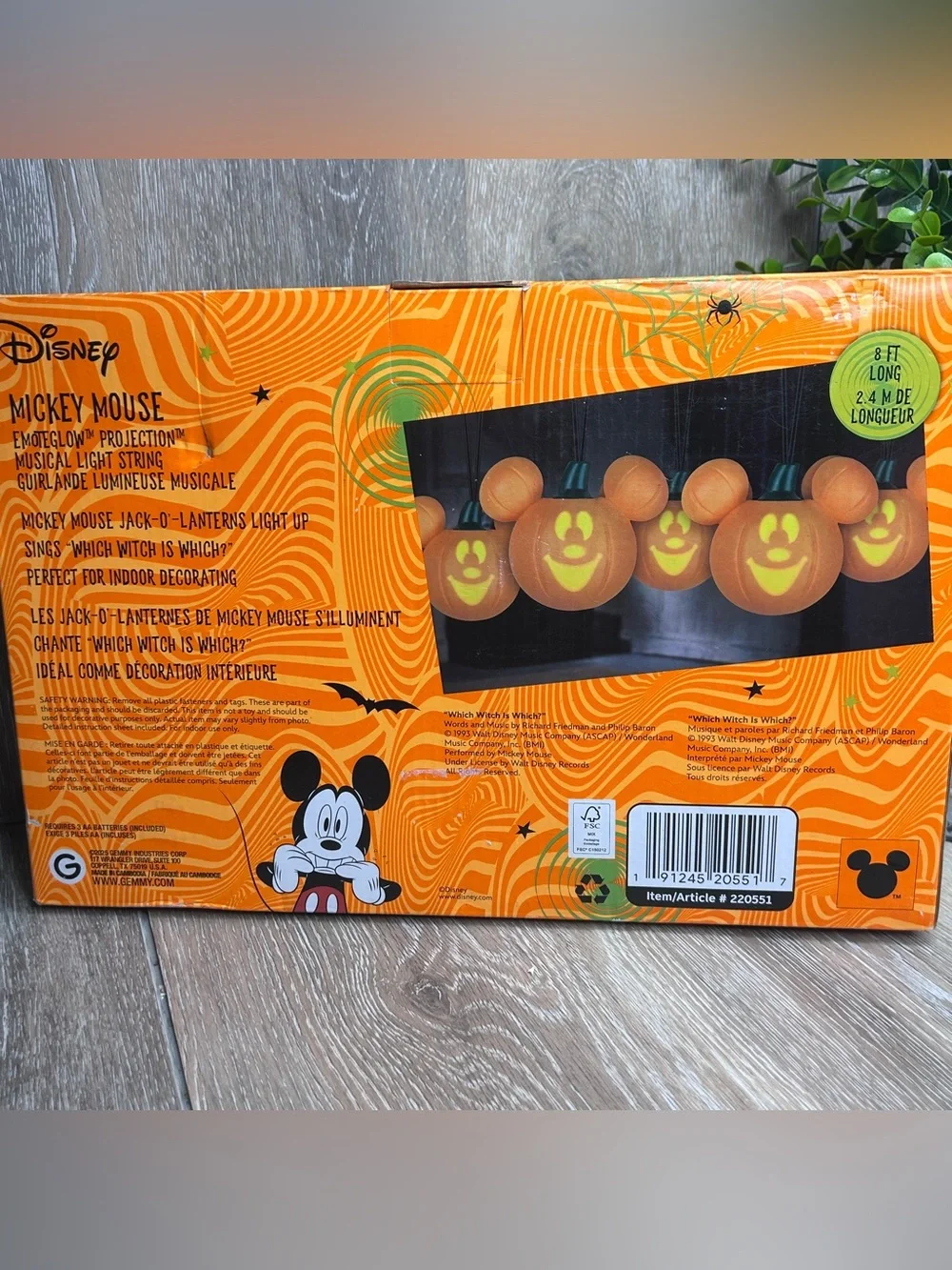 🎃 Disney Mickey Mouse Emoteglow Halloween Pumpkin Musical Light String 8ft